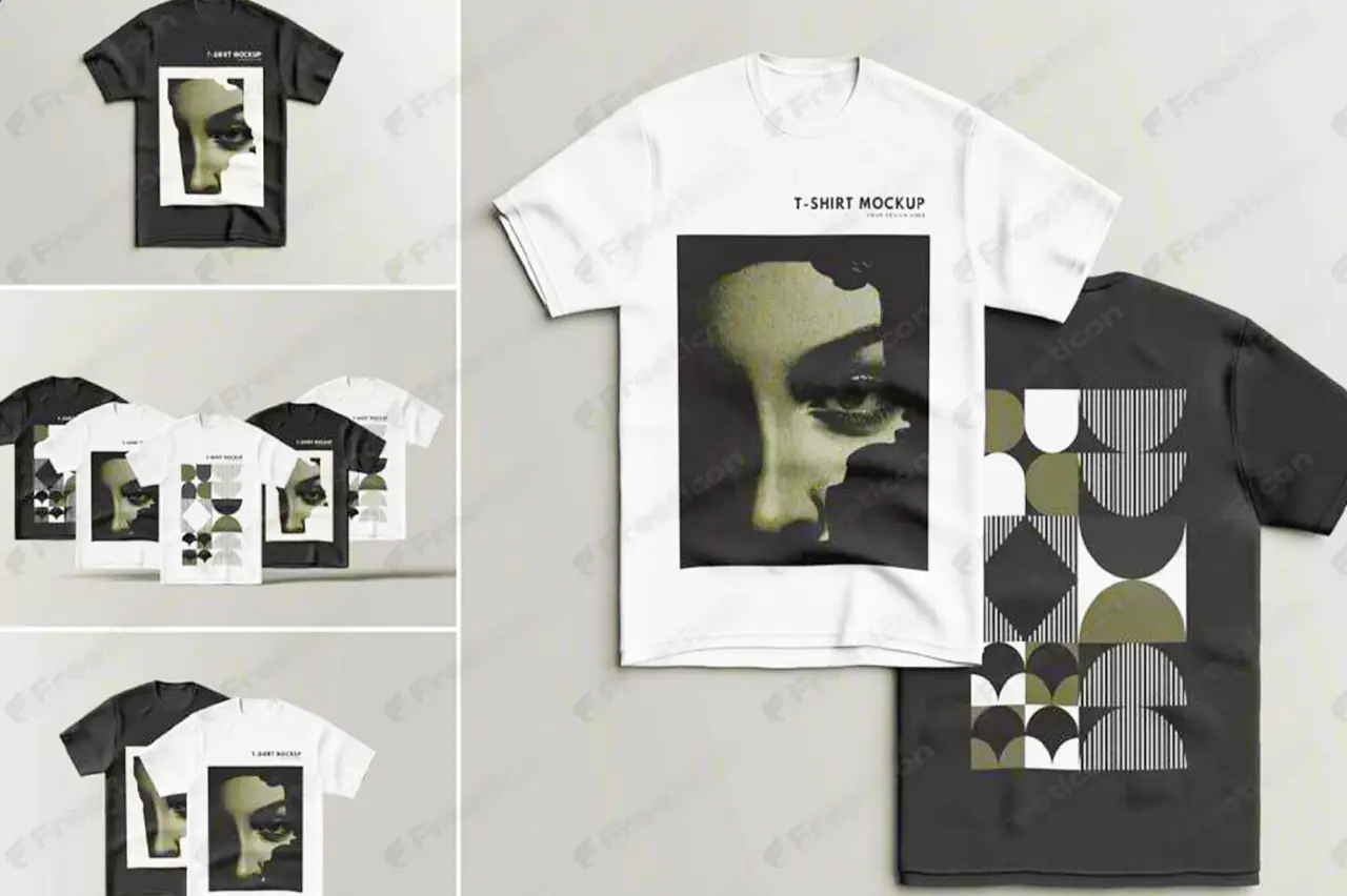 Free T-Shirt Mockup PSD – Flat Vector Style for Branding