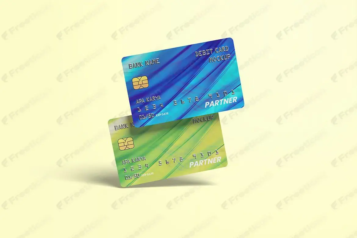 Floating Credit Card Mockup PSD – Colorful Payment Card Template