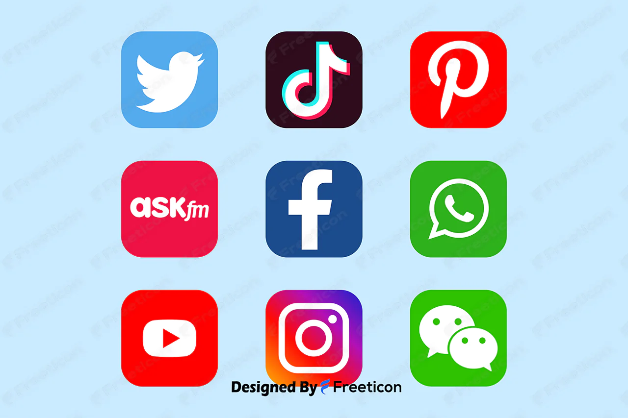 Social Media Icons in Flat Style PSD – Modern Digital Icon Pack