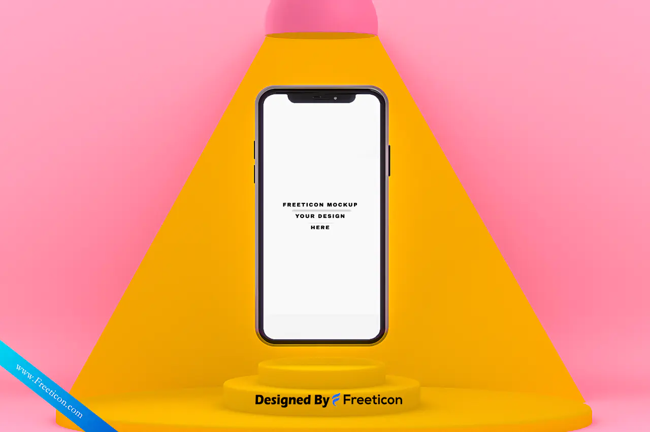 Pink Yellow Environment Cell Phone Mockup PSD – Editable Color & Lighting Template