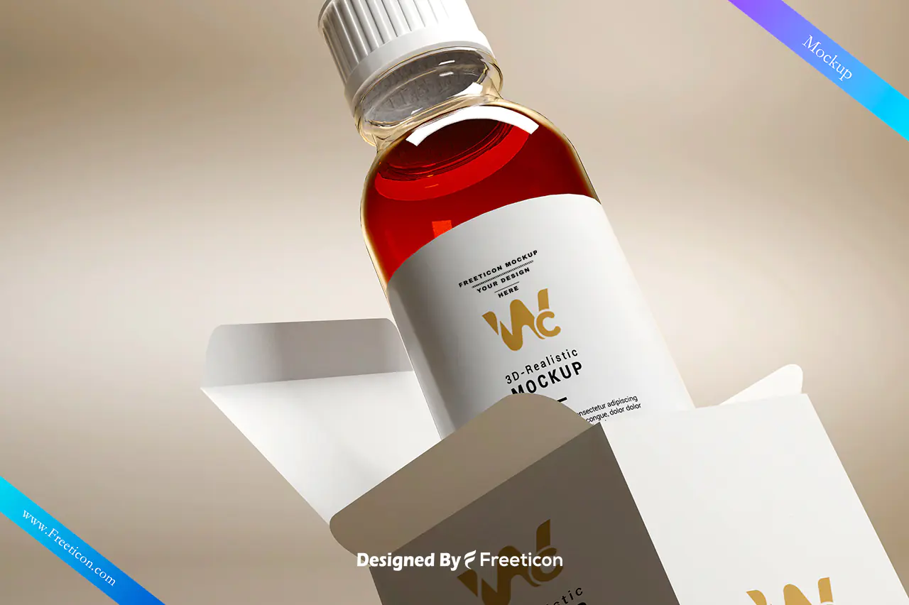 Medicine Bottle Mockup with Box PSD – Realistic Pharmaceutical Packaging Template